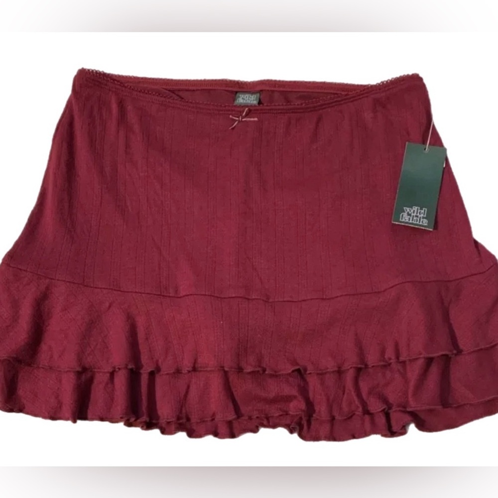wild fable Burgundy Ruffle Mini Skirt